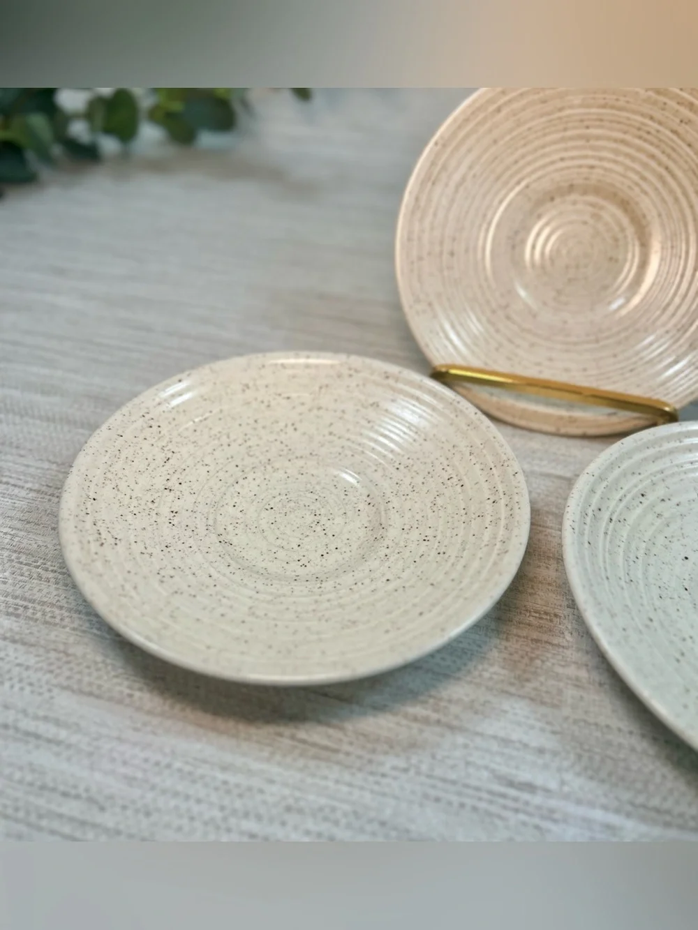 Churchill Stonecast Homespun England Speckled Stoneware Plates Set of 3